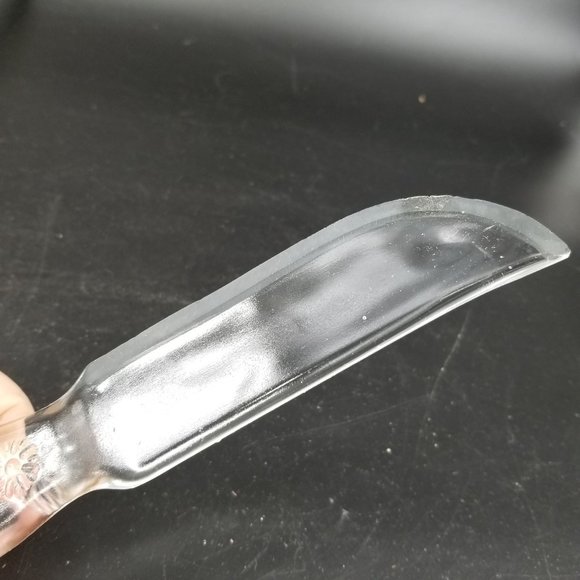 Cryst-O-Lite Depression Glass Knife Clear Fruit Cake Floral Handle 8.5" - Picture 2 of 4
